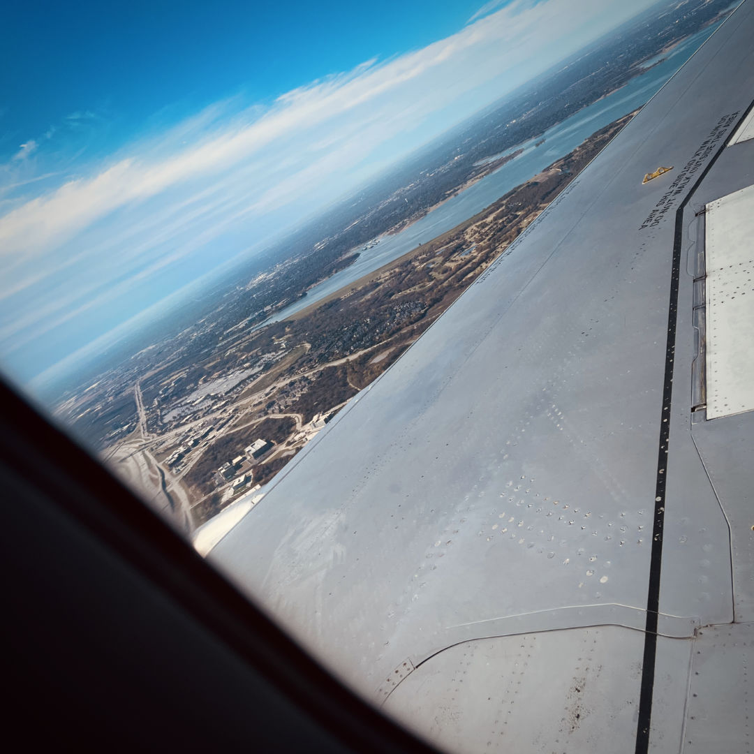 airplane window view of Lewisville, Texas